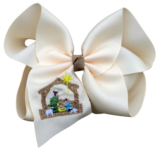 Holiday Embroidered 4 inch Hair Bows