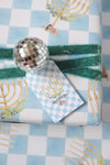 menorah figs blue checker print gift wrap