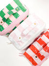 Stripe Wipeable Cosmetic Toiletry Bag: Orange/Pink