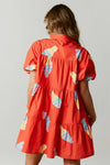 Ice Cream Print Poplin Shirt Dress: RED