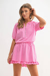 Rosy Ruffle Lounge Set: Pink