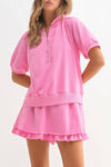 Rosy Ruffle Lounge Set: Pink