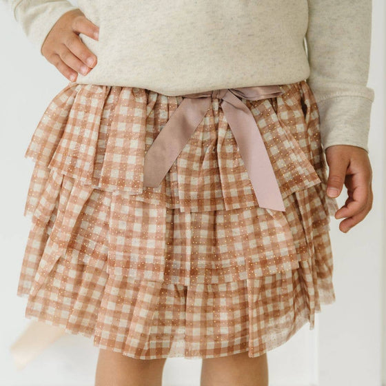 Gingham Printed Tulle Tiered Tutu