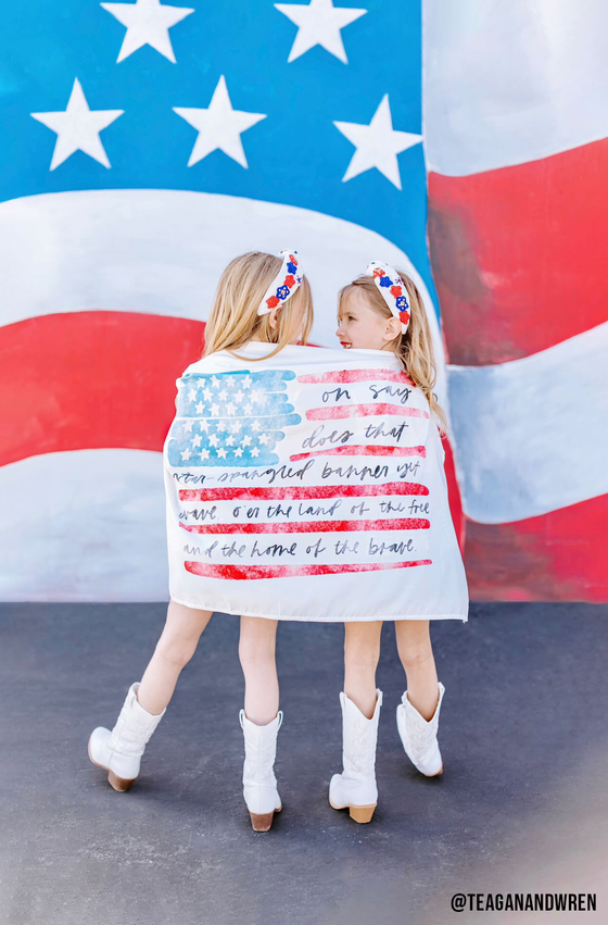 US Watercolor Flag (Fourth of July) Banner: Original 36x26"