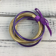  Purple and Gold Bangle Bracelet Set