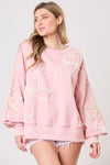 Bow Embroidery Oversized Sweatshirt