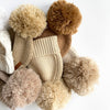 Cotton Knit Pom Beanie: Tan