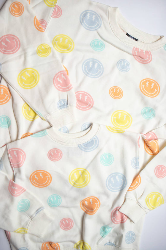 All Over Rainbow Smiles Crewneck: Youth