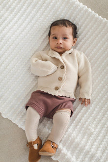 Sophia Dressy Cardigan: Light oat (0-3m)