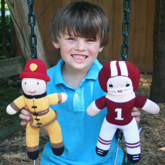 Frank the Fireman Knit Doll: 7"