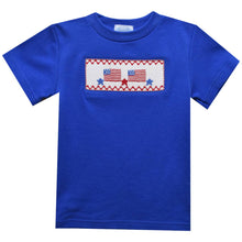  American Flag Smocked Short Sleeve Shirt