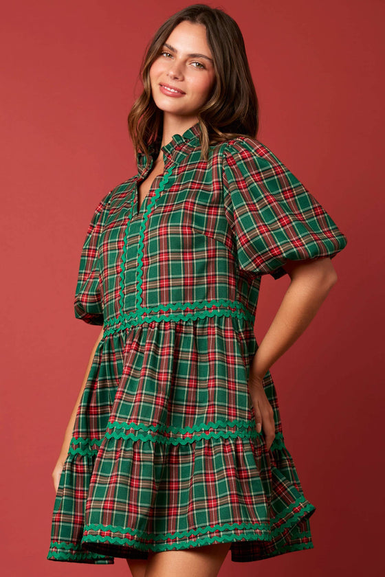 Christmas Plaid Mini Dress