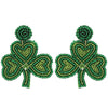 Saint Patricks Shamrock Beaded Earrings