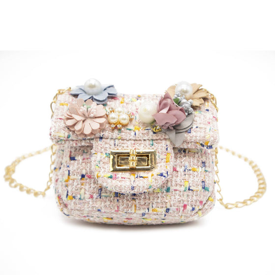 Mini Tweed Pearly Florals Crossbody