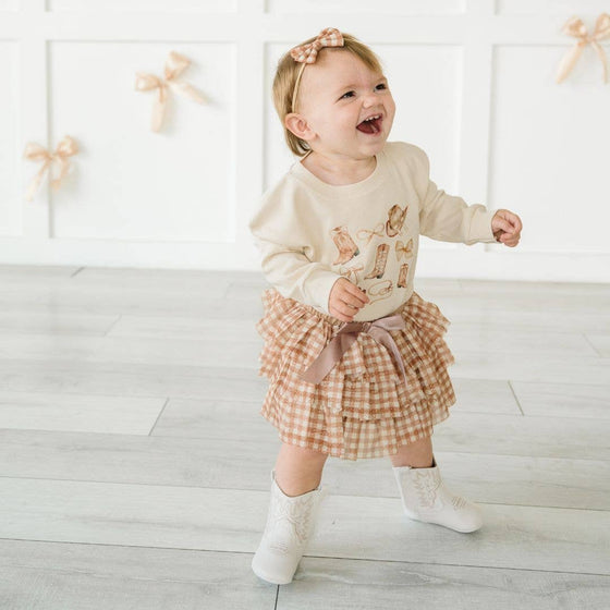 Gingham Printed Tulle Tiered Tutu