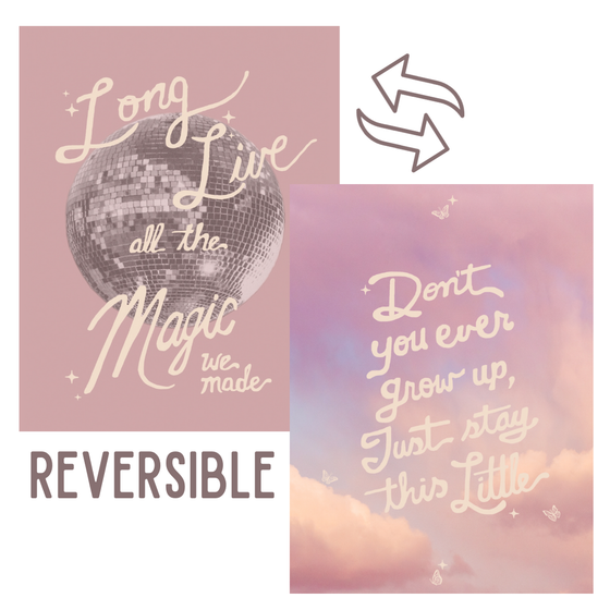 TS Long Live / Never Grow Up Reversible Banner | Fabric Wall: Small 17x13"