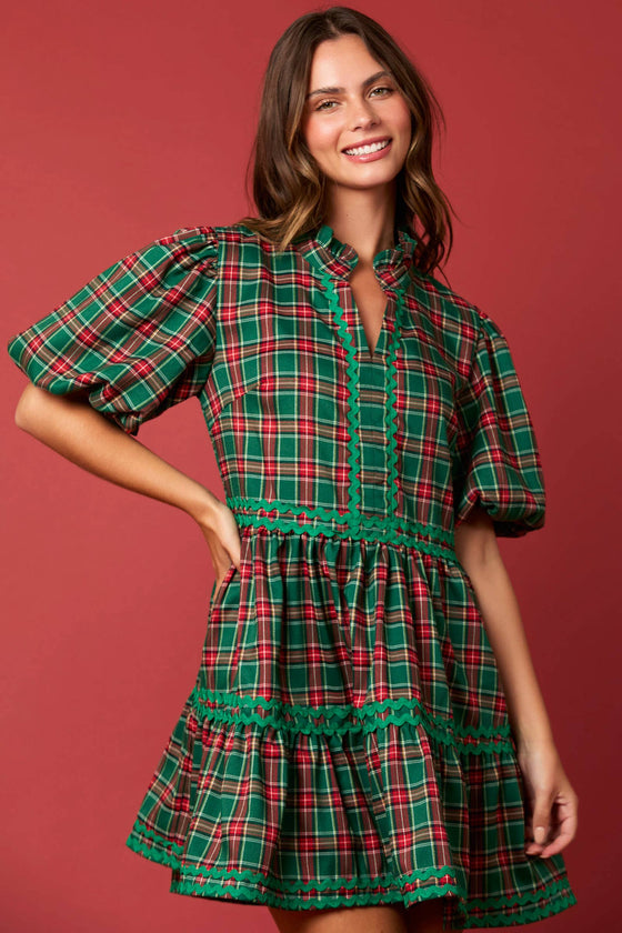 Christmas Plaid Mini Dress