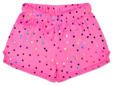  BRIGHT PINK FOIL HEART SHORTS