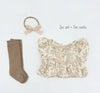 Elodie L/S Romper Set: 3pc Set + Oatmeal socks w. bow