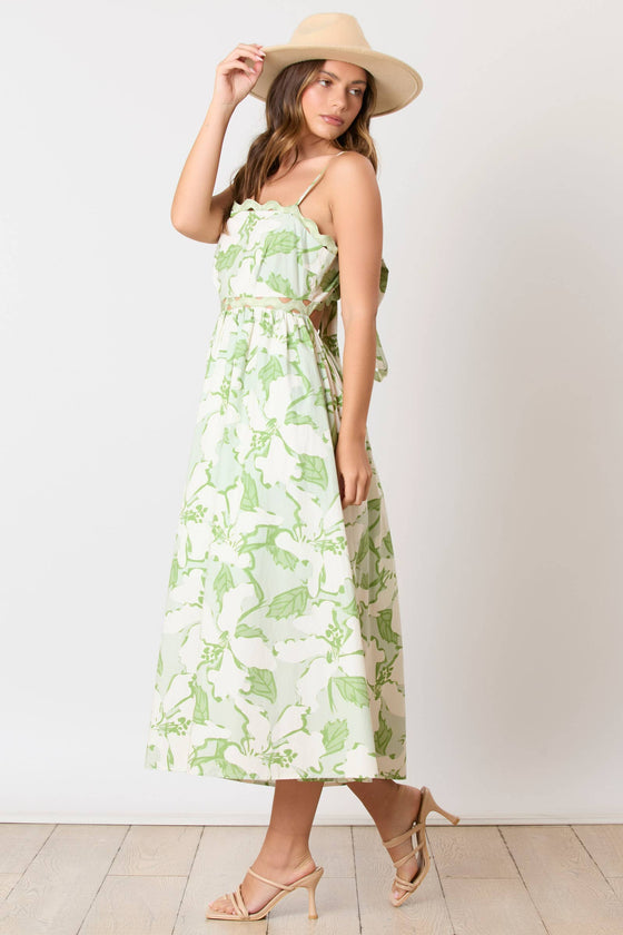 Floral Wave Printed Maxi Dress