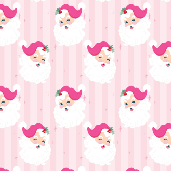 Christmas Pink Retro Santa Wrapping Paper