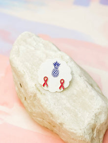  Pink Ribbon Stud Earrings