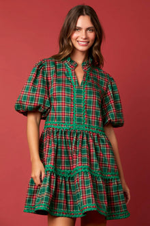  Christmas Plaid Mini Dress