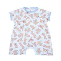 Golden Pup Blue Short Playsuit