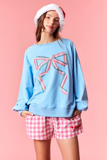  Gingham Bow Sweatshirt