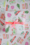 Christmas trees, trucks, books, disco balls gift wrap