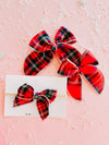 Red Plaid Bow: Medium