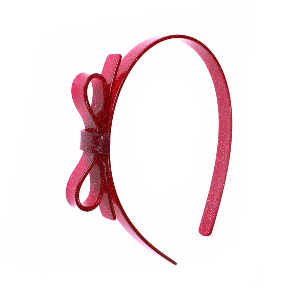 Thin Bow Glitter Red Headband