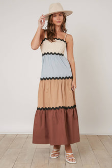  Color Bloc Tiered Maxi Dress
