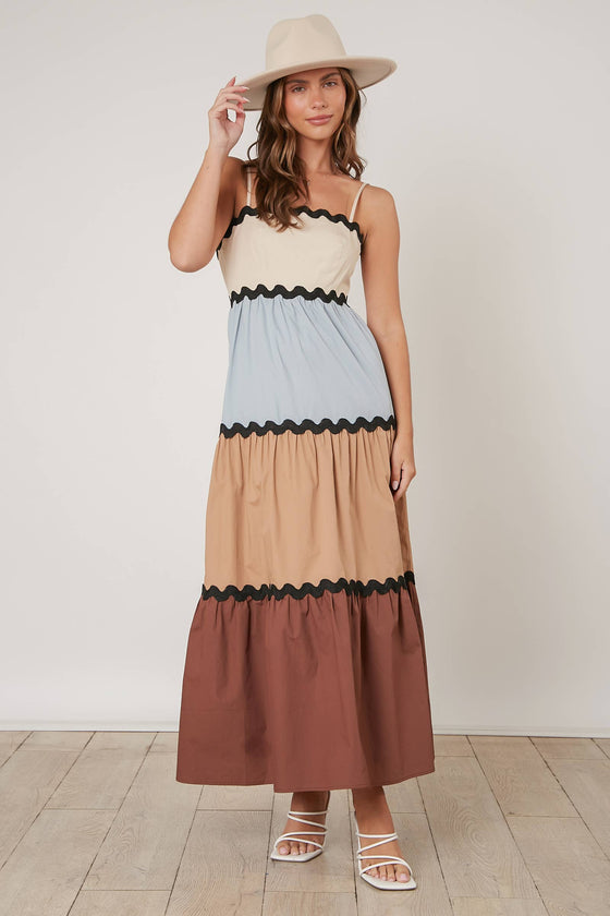 Color Bloc Tiered Maxi Dress