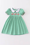 Green stripe football applique dress