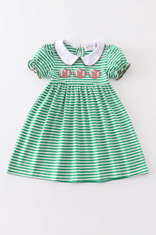  Green stripe football applique dress