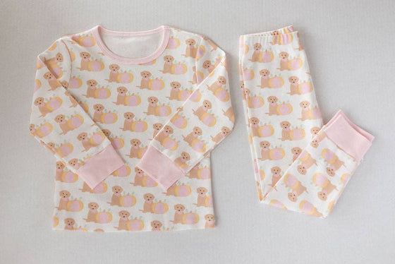 Pink Pumpkin Puppy Pajama Set