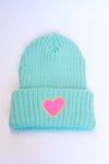 Azure & Pink Heart Beanie