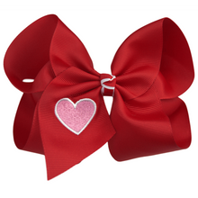  Red with Pink Heart Baby Headband Bow