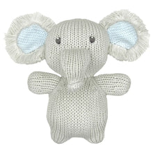  Elephant Zubaby Knit Rattle - Blue: 5" Rattle