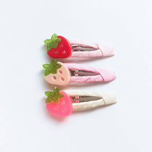  Strawberry Fabric Covered Snap Clips