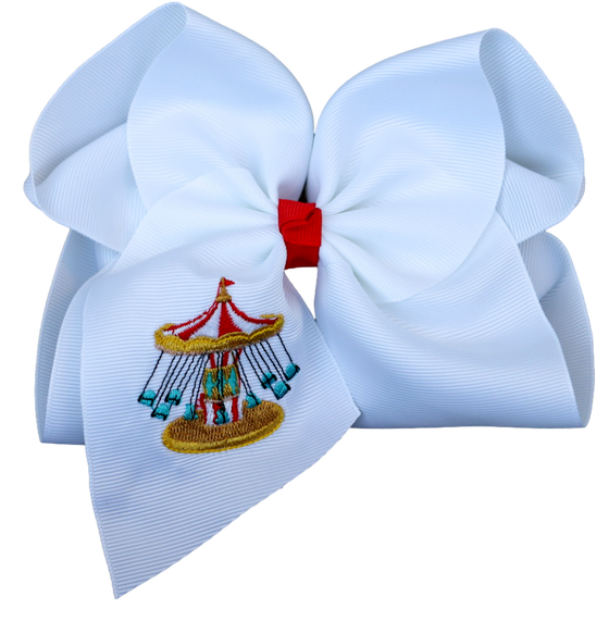 Carousel Embroidered Hair Bow