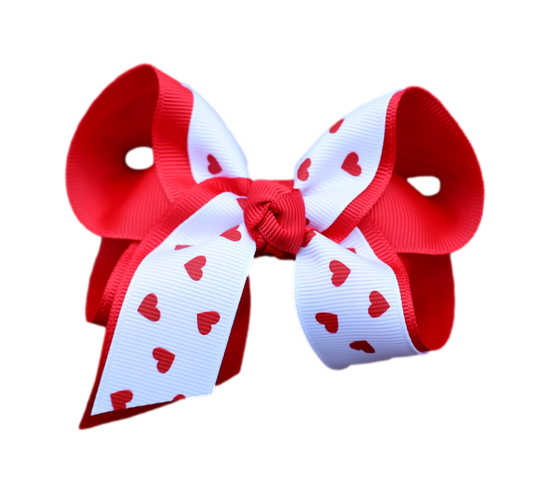 Red Hearts Layered Bow