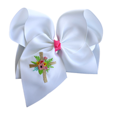  Spring Cross Embroidered Bow/ headband