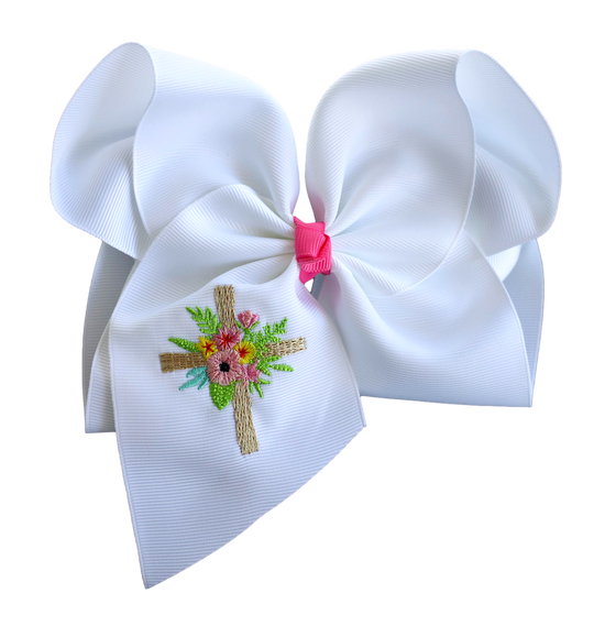 Spring Cross Embroidered Bow/ headband