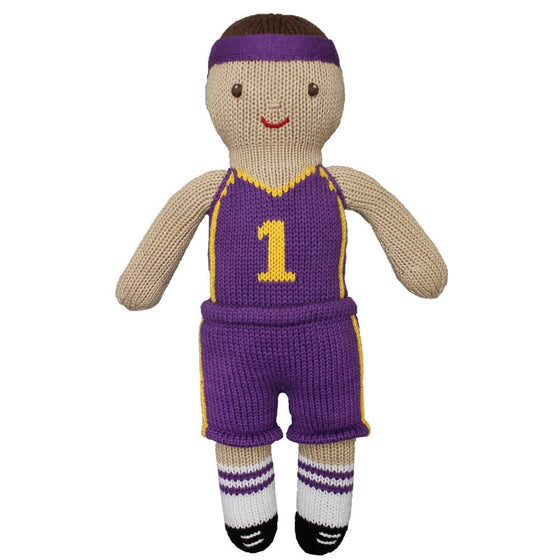 Basketball Player Knit Doll: 14" Purple/Gold