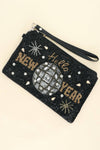 New Year Beaded Wristlet Coin Bag