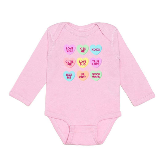 Candy Hearts Valentine's Day Long Sleeve Bodysuit