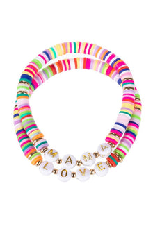  2PCS - MAMA & LOVE Rubber Bead Bracelets