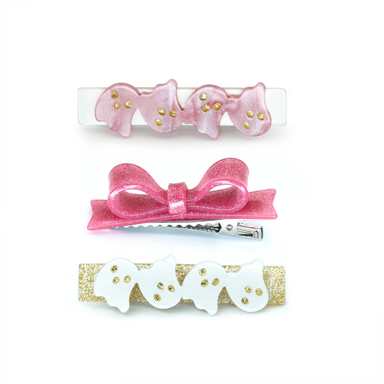 Ghosts in Satin and White Pink & Bowtie Clips